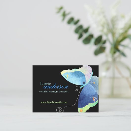 Einzigartiger Butterfly-Massagetherapeut Visitenkarte (Stehend Vorderseite)