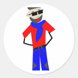 Einzigartiger Cartoon-Charakter Runder Aufkleber