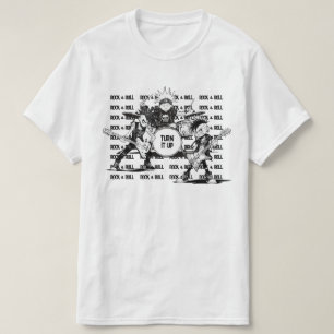 Einzigartiger Cartoon Rock & Roll Sketched Gezeich T-Shirt