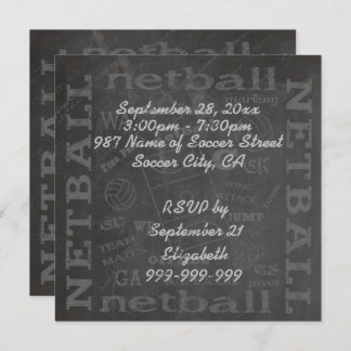 Einzigartiger Chalkboard Netball 5,25" x 5,25" Ein Einladung