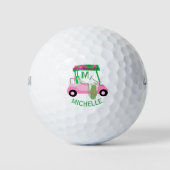 Einzigartiger charmanter Golf Cart mit Clubs Monog Golfball (Vorderseite)