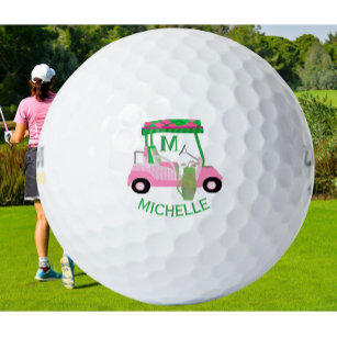 Einzigartiger charmanter Golf Cart mit Clubs Monog Golfball
