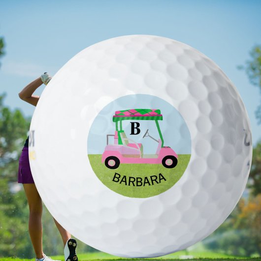 Einzigartiger charmanter Golf Cart mit Clubs Monog Golfball