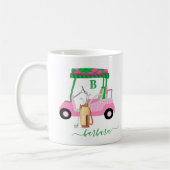Einzigartiger charmanter Golf Cart mit Clubs Monog Kaffeetasse (Links)