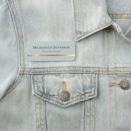 Einzigartiger Chic Hale Light Blue & Gold: Moderne Namensschild (Beispiel)