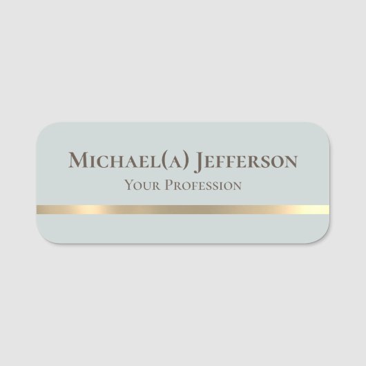 Einzigartiger Chic Hale Light Blue & Gold: Moderne Namensschild (Vorderseite)