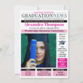 Einzigartiger Chic Hellrosa Zeitung Hochschulabsch Einladung (Vorderseite)