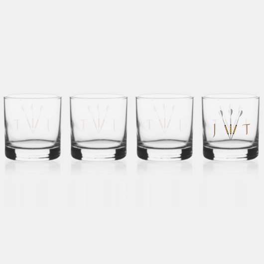 Einzigartiger Dart Personalisiert mit Initialen Whiskyglas (Hinten)