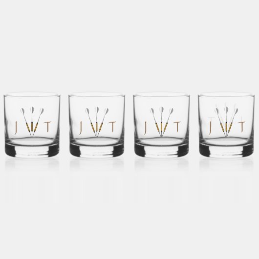 Einzigartiger Dart Personalisiert mit Initialen Whiskyglas (Vorderseite)