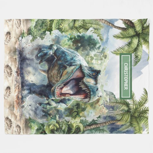 Einzigartiger Dinosaurier Blanket Individuelle Nam Fleecedecke (Vorderseite (Horizontal))