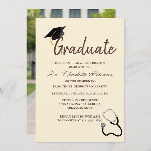 Einzigartiger Doctor Abschluss für kundenspezifisc Einladung (Vorne/Hinten)