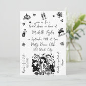 Einzigartiger Doodle Moderne Whimsikhandschriftlic Einladung (Stehend Vorderseite)