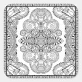 Einzigartiger Doodle Quadratischer Aufkleber (Vorderseite)