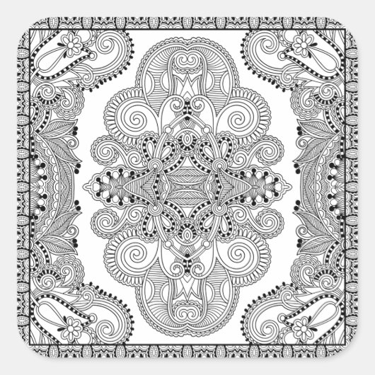 Einzigartiger Doodle Quadratischer Aufkleber (Vorderseite)