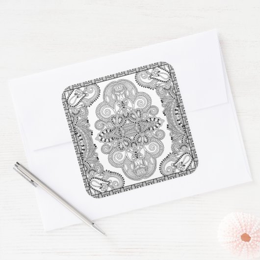Einzigartiger Doodle Quadratischer Aufkleber (Umschlag)