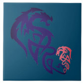Einzigartiger Dragon Simple Blue Decoration Tile Fliese (Vorderseite)