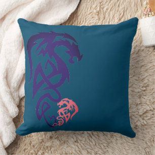Einzigartiger Dragon Simple Blue Throw Kissen