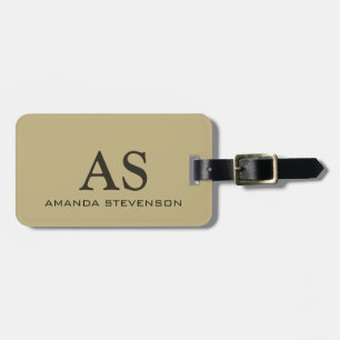 Einzigartiger Ecru-Beige-Farben-Monogramm-Gepäckan Gepäckanhänger