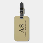 Einzigartiger Ecru Farbmonogramm-Gepäckanhänger Gepäckanhänger (Vorderseite vertikal)