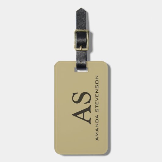Einzigartiger Ecru Farbmonogramm-Gepäckanhänger Gepäckanhänger (Vorderseite vertikal)