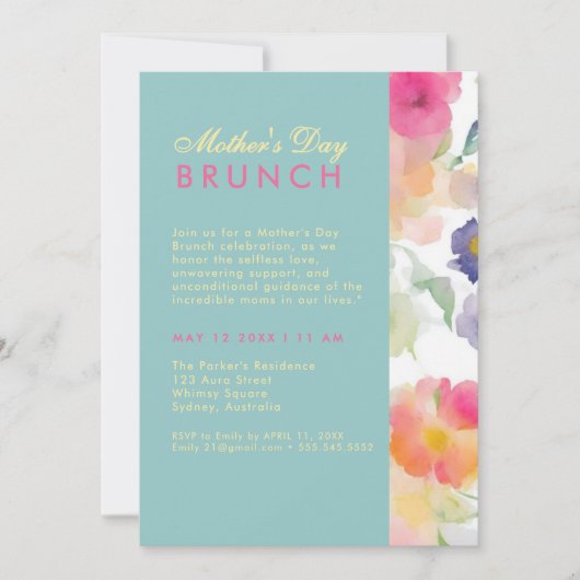 Einzigartiger einfacher Blumengarten Muttertag BRU Einladung (Vorderseite)