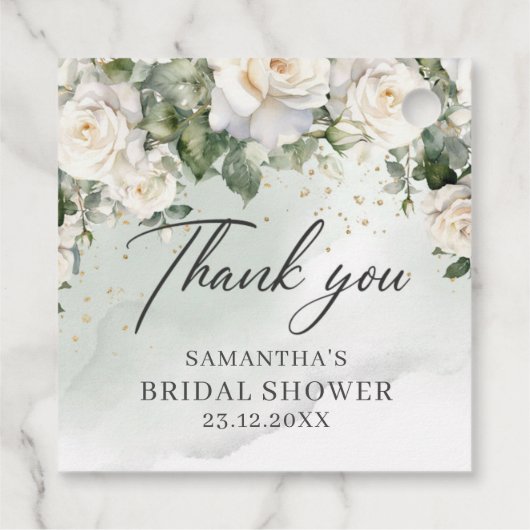 Einzigartiger Elegant Weißer Rosen Blumengarten Gr Geschenkanhänger (Rückseite)