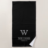 Einzigartiger eleganter Name der Monogrammfamilie Strandtuch (Vorderseite)