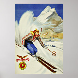 Einzigartiger Erholungsort-Ski-Vintage Reise Poster
