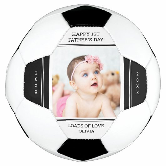 Einzigartiger Erster Vatertag New Dad Baby Foto Fußball (Vorderseite)