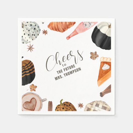 Einzigartiger Fall Painted Pumpkins Brautparty Bru Serviette (Vorderseite)