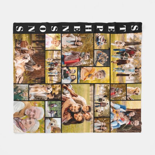 Einzigartiger Familienname 20 Foto Collage Einfach Fleecedecke (Vorderseite (Horizontal))