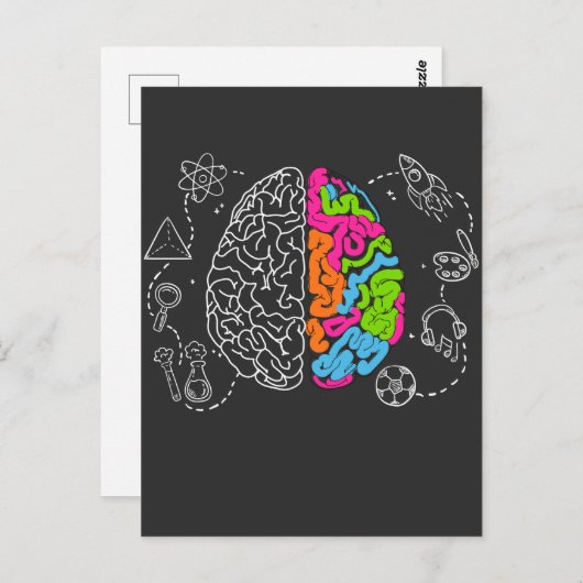 Einzigartiger, farbiger Brain Graphic Art Creative Postkarte (Vorne/Hinten)