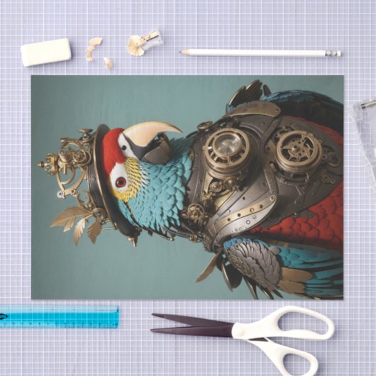 Einzigartiger farbiger Steampunk-Papagei Seidenpapier (Handwerk)