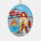 Einzigartiger Feuerwehrmann-blondes Keramikornament (Rechts)