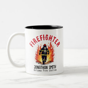 Einzigartiger Feuerwehrmann oder Feuerwehrmann bei Zweifarbige Tasse
