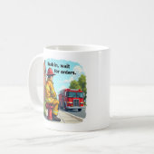 Einzigartiger Feuerwehrmann oder Feuerwehrmann mit Kaffeetasse (Vorderseite Links)