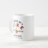 Einzigartiger Feuerwehrmann oder Feuerwehrmann Mit Kaffeetasse (Vorderseite Links)