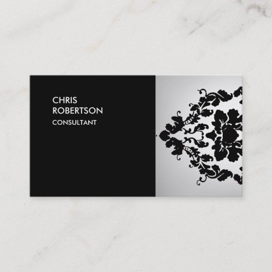 Einzigartiger Floral Damask Trendy Visitenkarte (Vorderseite)