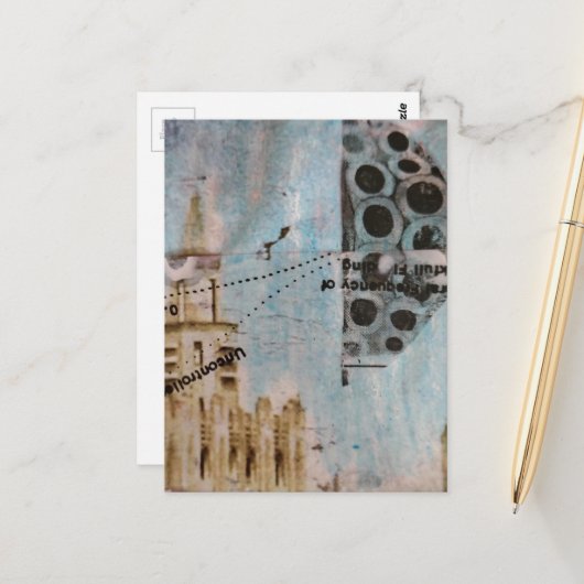 Einzigartiger Gebäude-Abstrakter Mixed-Media-Colla Postkarte (Vorderseite/Rückseite Beispiel)