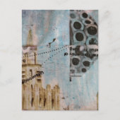 Einzigartiger Gebäude-Abstrakter Mixed-Media-Colla Postkarte (Vorderseite)