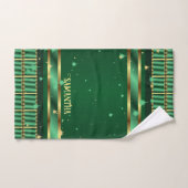 Einzigartiger geometrischer Name Smaragdgrün und G Badhandtuch Set (Handtuch)