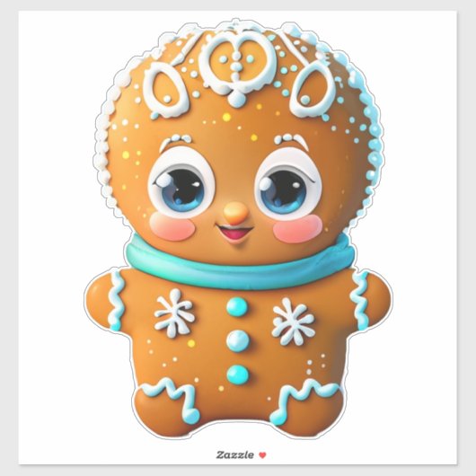Einzigartiger Gingerbread Boy Cookie Cartoon Graph Aufkleber (Blatt)