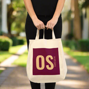 Einzigartiger Girly Stylish Burgundy Monogram Name Tragetasche