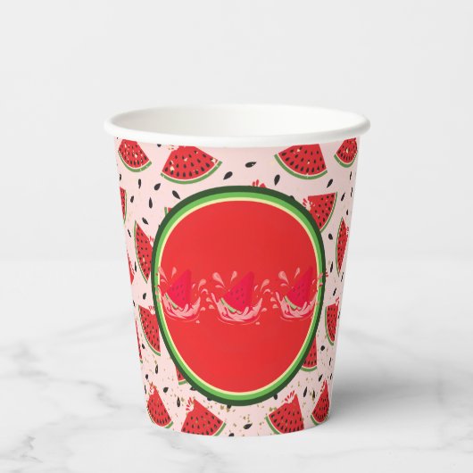 Einzigartiger Glitzer Moderne Wassermelone Kinderd Pappbecher (Rückseite)