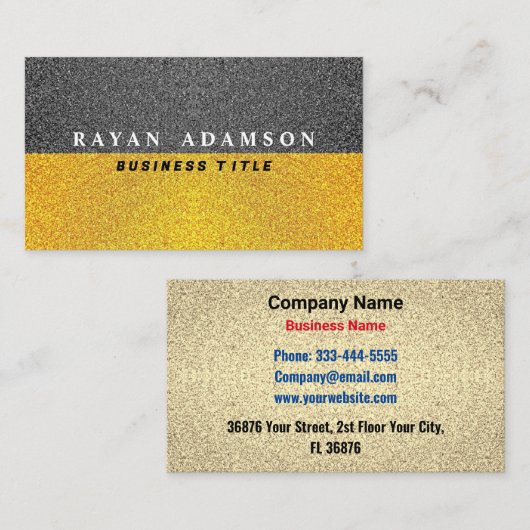 Einzigartiger Gold Black Glitzer - Beruflicher Lux Visitenkarte (Vorne/Hinten)