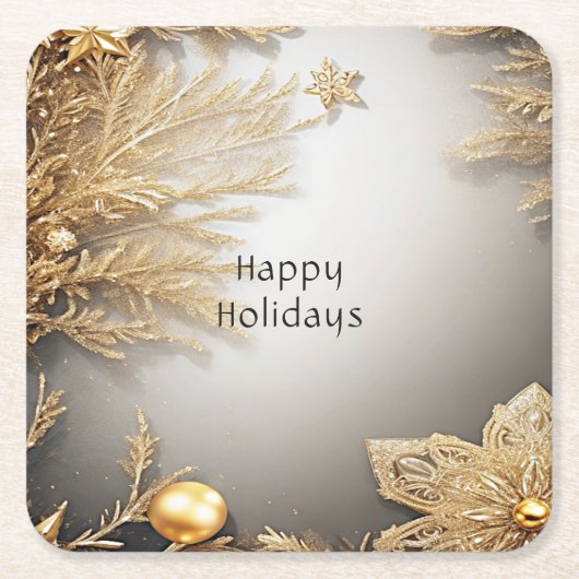 Einzigartiger Gold Decorative Holiday Paper Unters Rechteckiger Pappuntersetzer (Vorderseite)