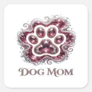 Einzigartiger Gold DOG MOM Vinyl-Stil Quadratischer Aufkleber