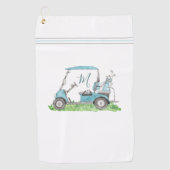 Einzigartiger Golf Cart Blue Monogram Wassercolor Golfhandtuch (Vorderseite)