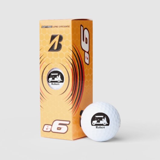 Einzigartiger Golf Cart mit Clubs Vorname Golfball (Verpackungen)