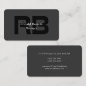 Einzigartiger Grau Black Monogram Manager Visitenkarte (Vorne/Hinten)